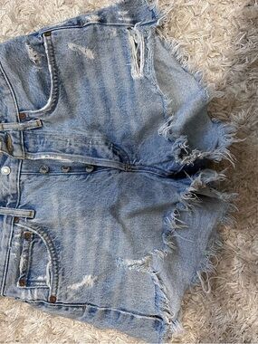 Agolde Light Blue Wash Denim Shorts